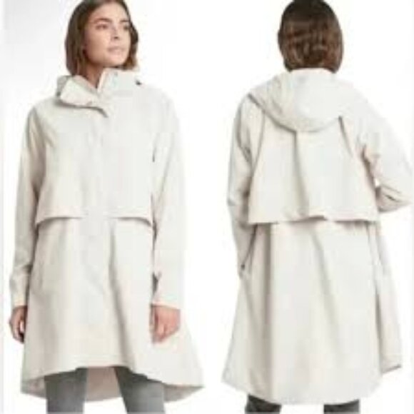 Athleta Edgewater Light Khaki Hooded Rain Jacket - Picture 2 of 16